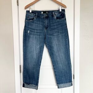 Kut from the Kloth Amy Crop Straight Leg jeans Size 12 Cuffed hem Medium wash